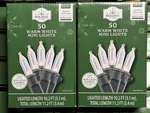(2) New Holiday Time 50CT Warm White Led Lights Green Wire 100 Total. Fixed Price $10.50.