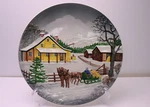 Vtg Highmount Mbd 13 " Wall Plate Xmas Horse Sled Farm Germany Mcm Emboss. Fixed Price $14.99.