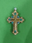 World Christmas Ornaments Blue/gold Jeweled Cross Glass Blown. Fixed Price $12.00.