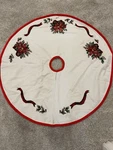 Vtg Imperial Elegance Wool Needlepoint Christmas Tree Skirt Floral 39" Wide. Fixed Price $35.00.
