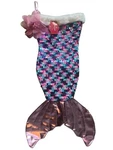 Holiday Time Double Sided Mermaid Tail 21 Inch Stocking With Bowknot. Fixed Price $13.99.