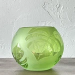Michael Weems For Tommy Bahama Signed 2006 Green Etched Glass Votive Vase. Fixed Price $110.00.