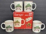 Sango Jingle Bells Coffee Mugs Christmas Holiday 3/4" Tall Box. Fixed Price $14.88.