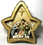 Carved Star Nativity Scene Holy Family 8" Christmas Decor Baby Jesus. Fixed Price $12.90.