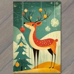 Art Print Christmas Reindeer Snowy Scene Festive Holiday Lights Ornaments. Fixed Price $11.99.