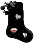 New Victoria's Secret Christmas Stocking Black Plush Fur Lips Love Diamond. Fixed Price $20.00.