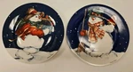 2 Thomson Pottery Christmas 10.5" Dinner Plate Set Jolly Snowmen Mary Parker. Fixed Price $39.95.