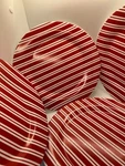 4 Luminarc Plates White Red Glass Dinner Striped Table Christmas. Fixed Price $39.60.