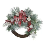 Northlight Plaid Glitter Cotton Holly Berry Artificial Christmas Wreath -24-INCH. Fixed Price $64.25.