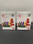 (2) Ge 100 Multi Color Mini String Lights Green Wire Holiday Christmas Fun New. Fixed Price $28.25.