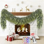 Cedar Christmas Garland With Lights For Mantle Decorations 6 Ft Realistic New. Fixed Price $14.99.