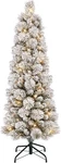 Puleo International 4.5 Foot Pre-lit Flocked Portland Pine Pencil Christmas Tree. Fixed Price $84.00.
