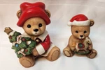 Vintage Homco Christmas Bear Family Figurine Set Of 2 #5175 - Holiday Home Decor. Fixed Price $12.99.