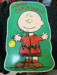 Vintage 1998 Charlie Brown Merry Christmas Impact Plastics Sign. Fixed Price $40.00.