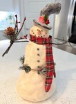 Glitter Snowman Figurine W/ Stick Tree Top Hat Plaid Scarf 14 Ragon. Fixed Price $50.00.