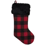 Northlight 21.5-INCH Red Black Plaid With Dots Faux Fur Cuff Christmas Stocking. Fixed Price $19.49.