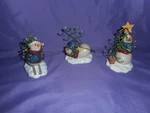 3 New Home Interiors Homco #57096 Snowmen Play Christmas Holiday Ornaments. Fixed Price $24.99.