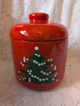 Vtg Waechtersbach 6 3/4" Red Christmas Tree Cookie Jar Canister W/lid Germany. Fixed Price $29.99.