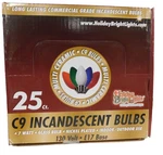 Holiday Bright Lights , 25 Indoor/outdoor C9 Incandescent Glass Bulbs. Fixed Price $19.95.