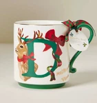 Nwt Anthropologie Nathalie Lete Christmas Holiday Monogram Mug Letter Deer. Fixed Price $27.00.