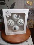 Handcrafted Glass Ornaments Gift Set In Box December Home 4 White Silver. Fixed Price $18.00.