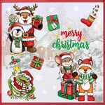 Mfault Christmas Cartoon Animal Window Clings - 4 Sheets Of Festive Decals. Fixed Price $7.99.