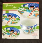 Snowman Christmas 4 Piece Ceramic Dinner Set Mug Bowl Salad And Plate. Fixed Price $18.98.