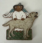 Angel W/ Dog Labrador, St Andrew's Abbey Ornament Ceramic Pottery 4.5". Fixed Price $14.95.