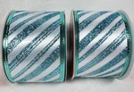 New Holiday Wired Edge Ribbon 2.5" X 20 Teal Green Stripe Crafts Christmas. Fixed Price $12.99.