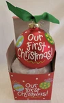 Coton Colors Our First Christmas Ball Glass Ornament - 4"W Nib. Fixed Price $14.99.