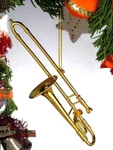 Realistic Gold Trombone Christmas Ornament - 4" Tall, By Broadway Gifts. Fixed Price $19.99.