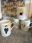 Pottery Barn Reindeer Mugs (4) Retired Comet, Cupid, Donner, Blitzen. Fixed Price $38.00.