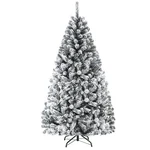 Costway 6FT Stand Artificial Christmas Tree Premium Decor Snow Flocked Hinged. Fixed Price $64.99.