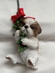 Sitting Dog Stone Christmas Ornament W/holly Berries/red Scarf 4". Fixed Price $12.50.