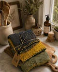 Creative Co-op Mango Wood Cutting Board & Cotton Dishcloths Set Of 3, 5 X10. Fixed Price $12.99.
