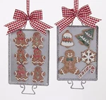Kurt Adler Set Of 2 Claydough Gingerbread Cookies On Metal Tray Xmas Ornaments. Fixed Price $12.88.