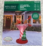 7FT Lighted Reindeer Pink Cocktail Airblown Inflatable Christmas Yard Decor. Fixed Price $249.99.