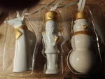 Starbucks 3 White Gold Christmas Ornaments Fox Soldier Snowman Mcm Decor. Fixed Price $17.00.