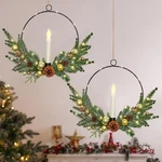 Meivines 2PACK Christmas Wreaths For Front Door With Led Taper CANDLES,16 Inc.... Fixed Price $24.94.