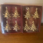Lenox Holiday Gold Tone Christmas Tree Napkin Rings Of 8 (2 Sets 4) Nib. Fixed Price $30.00.