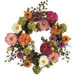 Nearly Natural 24IN Artificial Peony Wreath Faux Floral For Indoor. Fixed Price $67.17.