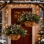 2PCS Pre-lit Artificial Christmas Hanging Basket W/led Lights Holiday Home Decor. Fixed Price $59.99.