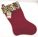 Red Velvet Leopard Cheetah Faux Fur Christmas Stocking 17" Height Holiday Time. Fixed Price $16.74.