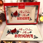 Lenox Holiday Tray All Is Calm Bright Sentiment 11.5" 7" Red Cardinal. Fixed Price $14.24.