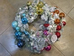 Home Goods Christmas Wreath Light Up Lit Multi Color Balls Snow Frosted 24" New. Fixed Price $55.00.