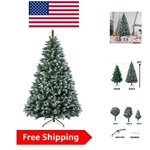 Lifelike 6FT Snow Flocked Christmas Pine Tree 1300 Tips For Holiday Magic. Fixed Price $118.99.