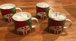 Set Of 4 Crate & Barrel Mini Snowman 7 Oz Mug Cup Green White Snowflake New. Fixed Price $24.99.