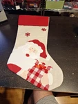 18" Santa Christmas Stocking Classic Holiday Fireplace Decor Red & White. Fixed Price $12.99.