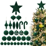 Green Velvet Star Tree Topper & Ornaments Set For Christmas Decorations,.... Fixed Price $16.49.