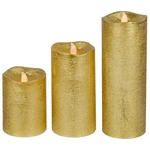 Northlight Set Of 3 Brushed Golden Led Flameless Christmas Pillar Candles 8". Fixed Price $32.75.